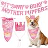 YNR Set di compleanno per animali domestici, bandana rosa e corona per cani e gatti, decorazione per feste con design Birthday