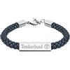 Timberland BAXTER Lake TDAGB0001806 - Bracciale da uomo in acciaio INOX e pelle blu scuro, lunghezza: 18,5 cm + 2,5 cm, Eine Grösse, Acciaio inossidabile Pelle, Nessuna pietra preziosa
