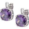 AMEN Orecchini da donna in argento 925 rodiato con zirconi viola e bianchi
