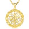 Friggem Collana Pentagramma, Ciondolo Oro Pentagramma con Nodo Celtico in Argento Sterling 925 e Collana Tetragrammaton Gioielli Amuleto Regali per uomo e donna