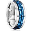 King Will Mens Black Gear Spinner Rings Stainless Steel Fidgets Two Black Gear Fidget Ring Anxiety Ring For Men Women Toy Stress Free Cool Wedding Band