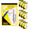 Idena 90437 - Blocco a quadretti A6, 10 pezzi, blocco note con 50 fogli senza margini, carta 70 g/m² non perforata e incollata nella parte superiore