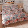 PETTI Artigiani Italiani - Set Copripiumino Matrimoniale 240x220 cm (2 Federe 50x80 cm Incluse), Parure Copripiumino Microfibra con Stampa Digitale Floreale 19 04 - Made in Italy