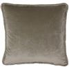Paoletti Riva Paoletti Freya - Federa per cuscino in velluto marrone super morbido, con frange in cotone, lavabile in lavatrice, 100% poliestere, 45 x 45 cm, colore: tortora