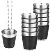 FENGQQKJ 8 bicchierini da liquore in acciaio inox, da appendere, da appendere, con catena, da 30 ml, riutilizzabili per feste