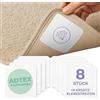 Livilin Tappetino antiscivolo AdTex Technology, 8 pezzi, antiscivolo, lavabile + strisce adesive di ricambio, per tappeti, 10 x 10 cm