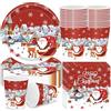LATERN 100 Pezzi Stoviglie di Carta per Feste Natalizie, 25 x 9 Pollici Piatti Piani, 25 x 7 Pollici Piatti da Insalata, 25 x 270ml Tazze, 25 x 16CM Tovaglioli - per Natale Festività Feste Decorazioni