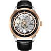 RollsTimi Pagani Design 1638 - Orologio automatico da uomo, con quadrante scheletro, cinturino in vera pelle, alla moda, casual, cavo analogico, meccanico