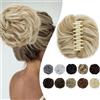Elailite Posticci Clip Chignon Elastico Capelli Finti con Pinza per Donna Gonfio Voluminoso Hair Bun Coda di Cavallo Corta # Biondo Beige/Biondo Chiaro