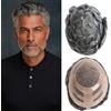 Ehairc Sistema per capelli da uomo Bond Mono Lace Pu Front e Npu Back Mens Toupee Durable Toupee per uomo, 100% capelli umani, protesi maschile 130% media densità (#1B65H)