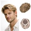 Ehairc Sistema per capelli da uomo Bond Mono Lace Pu Front e Npu Back Mens Toupee Durevole Toupee per uomo, 100% capelli umani, protesi maschile 130% media densità (#22R)