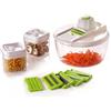 Herzberg HG8032 - Affettatrice per verdure con contenitore HG8032-Multifunzionale, base trasparente, con lama superiore di gamma, 2 contenitori per alimenti secchi, coperchio ermetico