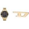 Diesel orologio e orecchini da uomo in acciaio inossidabile color oro con marchio Griffed, set