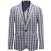 Allthemen Blazer Uomo a Quadri Slim Fit Giacca Elegante Business Tinta Unita Cappotto Vintage con Button Suit per Festa Nozze Cachi XXL