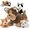 MorisMos Bulldog Francese Peluche Gigante XXL, 45cm Marrone Mamma Cane con 3 Kawaii Bambino, Realistico Giocattolo di Peluche Grande Morbido Peluche Regalo per Bambini Compleanno Natale Deco