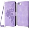 Netany Cover per iPhone SE 2020/iPhone SE 2022/iPhone 8/iPhone 7 con Cordino, Flip Portafoglio Custodia in Pelle, [2 Porta Carte][Chiusura Magnetica],Custodia Libro Antiurto Cover con Laccio (Viola)