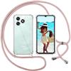 ISOI Cover con Cordino per Honor X5c Plus, Custodia Trasparente con Collana Tracolla Laccio Collo Ultra Sottile Morbido TPU Silicone Antiurto AntiGraffio Case, Rosa