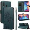 Bravoday Cover per Samsung Galaxy A20e, Custodia in PU Pelle Portafoglio Flip Schede con Slot per Carte, Magnetica Antiurto Cover per Galaxy A20e, Verde Scuro