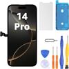 LL TRADER Display per iPhone 14 PRO LCD 6,1 Schermo di Ricambio FHD Touchscreen 3D Touch Digitizer Cornice di Montaggio e Kit di Riparazione U01