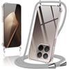 Coiwxmoi Cover per Xiaomi 15T Pro con Cordino 6,83,Trasparente Custodia con Laccio Tracolla Corda Catena Cinghia,Ultra Morbido Silicone TPU Antiurto Case per Xiaomi 15T Pro, Grigio Chiaro