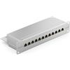 deleyCON CAT6a Patch Panel 12 Porte del Desktop 10 Pollici Montaggio Rack Assemblaggio del Server 12x RJ45 Schermato TIA568A TIA568B - Grigio Chiaro
