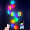 Amailtom Pannello LED Muro Sincronizza con Musica, Esagoni LED Luci da Parete con telecomando Built-in Microfono RGB 16 Milioni di Colori Fai da te Geometria Splicing Luce notturna per Casa Bar, 6 Pacchi