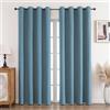 CUCRAF - Set di 2 tende 100% opache, termiche, in lino, con occhielli, protezione dal freddo, isolamento acustico, per soggiorno, camera da letto (blu cielo, 260 x 140 cm (A x L))