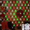CCILAND Luci natalizie rosse, bianche e verdi, 1,5 m x 1,5 m, 100 LED a batteria, con telecomando, 8 modalità, impermeabili, luci a rete per cespuglio, giardino, recinzione, parete, feste, decorazioni