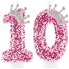 Zi Lan Candele per decimo compleanno per ragazze, corona rosa numero 10, decorazioni per torta per donne, feste, matrimoni, anniversari, celebrazioni