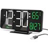 KOSUMOSU - Orologio digitale per camera da letto, 6,7 pollici, colore nero, attenuazione automatica, data, giorno della settimana, temperatura interna, sveglia digitale, orologi per soggiorno