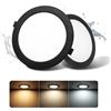 Grebeam 2 Pezzo Faretti LED Incasso Nero 24W, 2200LM, IP44, Bianco Caldo 3000K/Bianco Neutro 4000K/Bianco Freddo 6000K Regolabili, Foro 185-210mm, Faretti LED Soffitto per Bagno