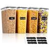 FOHERE 3.7L Contenitori Ermetici per Alimenti con Coperchio 4 PCS Senza BPA | Contenitori Ermetici per Plastica, Contenitori per Alimenti Organizzatore Cereali, Muesli, Farina, Trasparente
