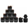 Emartbuy Sacchetti regalo esagonali in carta resistente, 10 x 10 x 12 cm, colore nero, per cupcake, biscotti, muffin, tortine, con finestra trasparente e nastro, confezione da 24