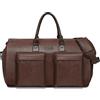 Modoker Borsa Porta Abiti Convertibile in Pelle, Borse Porta Abiti da Viaggio Borsone Porta Abiti Impermeabile Regali per Uomo Donna Business - 2 in 1 Valigia da Appendere Borse da Viaggio, Marrone