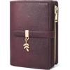 GOUNNU Portafoglio Donna Medio in Pelle PU Blocco RFID Portafoglio Corto Portamonete con Cerniera 20 Scomparti Porta Credito Carte Multi Card Slots Borsellino Portafogli Donna (Rosso Vinaccia)