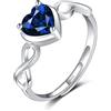 Qings Anello a Cuore Zaffiro Regolabile con Pietra di Nascita Argento Sterling 925 Settembre Anello Simbolo dell'infinito Promessa con Zirconi Regali Gioielli di Natale Compleanno per Donne e Ragazz