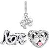 YUMINN Promise & Kiss & Love Charms in Argento 925 per Bracciali e Collane Perline Pendenti San Valentino Festa della Mamma Regali di Gioielleria per Donne