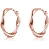 Immobird Orecchini Cerchio in Argento Sterling 925 con Piccoli Intrecciare Cerchio Unisex Orecchini per Adatti a Donna e Uomo (oro rosa-18mm)
