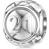 DALARAN Charm in argento Sterling per Pandora 16, 18, 21°, 30°, 40°, 50°, 60° compleanno, con cuore dorato, 0.18 inches (4.5mm), Oro bianco Argento sterling, Non pietra preziosa