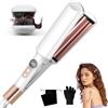 UKLISS Ferro Ondulato, Pro Mini Ferro Ondulato per Capelli, Display LCD 120 - 210 ℃, Ferro Arricciacapelli Beach Waves, Sirena per Capelli Ondulati Ferro Arricciacapelli(Rosa Bianca)