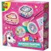 SES Creative 14138 Unicorno - Scatola portagioie in legno con pittura a diamante, kit creativo per bambini dai 5 anni in su - Decora 3 scatole di legno