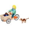 goki Lastenfahrrad mit 2 Biegepuppen und Hund: Lastenrad: 16 x 6,8 x 7,5 cm, Holz, Textil, 4 Teile, per Set