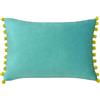 Paoletti Fiesta Teal Blue Velvet Pom Pom Rettangolo Cuscino (35 X 50 Cm)