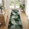 TUKDAK Tappeto Boho Passatoia per Corridoio 60x180 cm, Verde con Motivo a Quadri Geometrici, Tappeto da Cucina Lavabile, Antiscivolo, Tappeto a Pelo Corto Morbido per Cucina, Camera da Letto