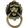POFET 10pcs Vintage Stile Retro Maniglia Maniglia Armadio Armadio Cassetto Metallo Pull Ring Antichi Leoni Testa Giallo Bronzo