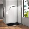 AICAit Parete Doccia Walk In Vetro 8mm Temperato Trasparente Anticalcare Con Barra Stabilizzatrice 90cm Nero Opaco 110x200cm