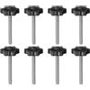 QUARKZMAN 8 Pezzi Pomelli a Stella M6 x 60mm Vite Filettata in Acciaio Inossidabile 304, 32mm Manopola Zigrinata Vite a Testa Zigrinata a 6 Stelle Plastica Impugnatura Manopola, Nero