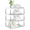 OLYREO Scarpa bianca piccola, impilabile a 4 livelli, mini scarpiera leggera, organizer per ingresso, corridoio, montaggio rapido