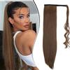 Dcbaboo Coda Capelli Extension Lisci 60cm Coda Finta Capelli Sintetici Posticci per Capelli Extension Coda Capelli Finti Clip Coda di Cavallo Dritti Lunghi Wrap Around Ponytail, Marrone & Auburn