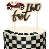 Gosknor Topper per Torta di Compleanno Two Fast di Gosknor: Topper per Torta a Tema Auto da Corsa in Legno, Decorazioni per Feste di Compleanno